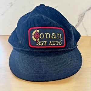 Vintage Onan .357 Auto Corduroy Snapback Hat Black Patch Cap USA Hunting RARE!